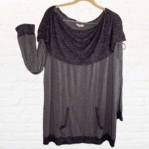 Maurices grey athleisure tunic with cowl neck